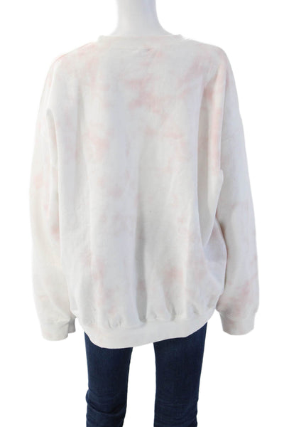 Hibiscus Linens Womens Pullover Sweatshirt White Cotton Size M