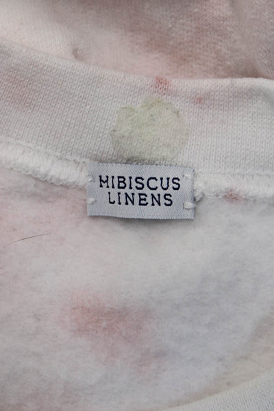 Hibiscus Linens Womens Pullover Sweatshirt White Cotton Size M