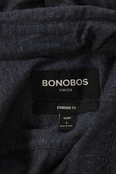 Bonobos Mens Cotton Collared Long Sleeve Slim Fit Button-Down Shirt Blue Size L