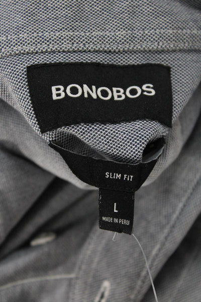 Bonobos Mens Cotton Collared Long Sleeve Slim Fit Button-Down Shirt Black Size L
