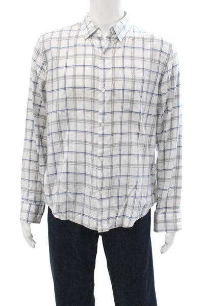 Bonobos Mens Cotton Striped Print Collared Button-Down Shirt White Size L