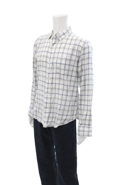 Bonobos Mens Cotton Striped Print Collared Button-Down Shirt White Size L