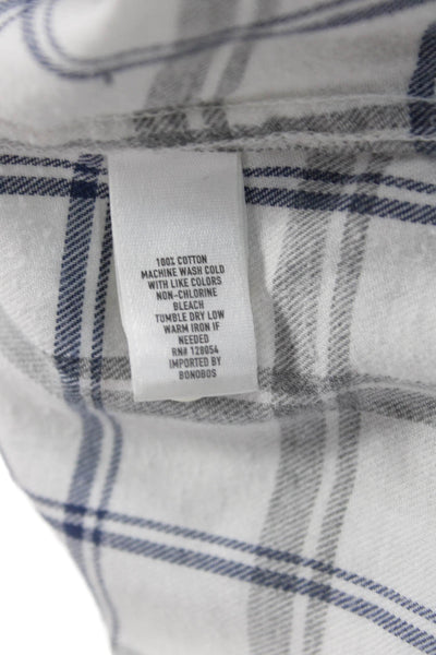 Bonobos Mens Cotton Striped Print Collared Button-Down Shirt White Size L