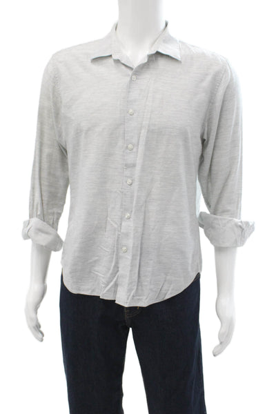 Bonobos Mens Cotton Collared Long Sleeve Slim Fit Button-Down Shirt Gray Size L