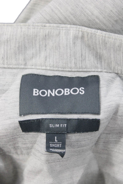 Bonobos Mens Cotton Collared Long Sleeve Slim Fit Button-Down Shirt Gray Size L