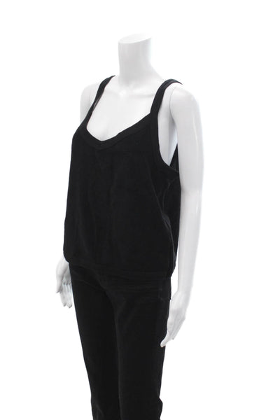 Monrow Womens Black V Neck Camisole Sleeveless Size L