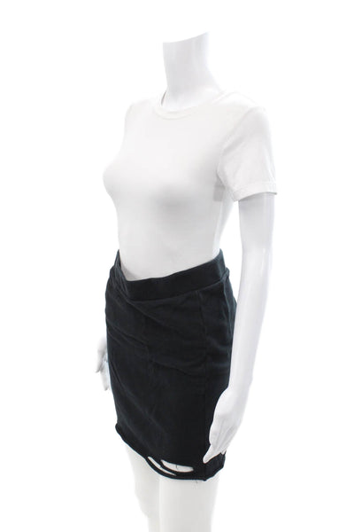 NSF Womens Black Mini Straight Pencil Skirt 100% Cotton Size S