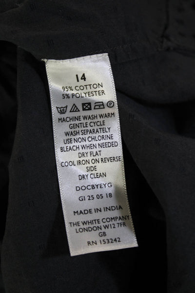 White Label Women Black Collared Button-Up Cotton Long Sleeve Blouse Size 10