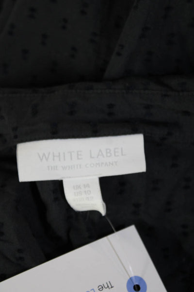White Label Women Black Collared Button-Up Cotton Long Sleeve Blouse Size 10