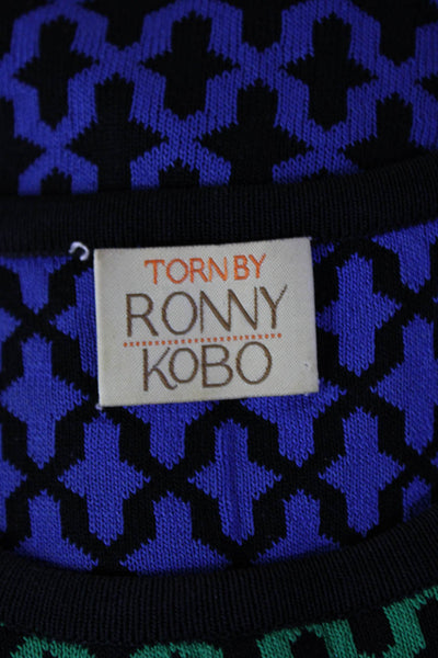 Ronny Kobo Women Fit & Flare Tank Dress Black Aztec Geometric Size XS