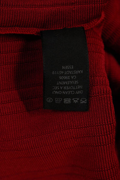 Pink Tartan Women Sleeveless Sweater Dress Red Striped Midi Round Neck Size XS