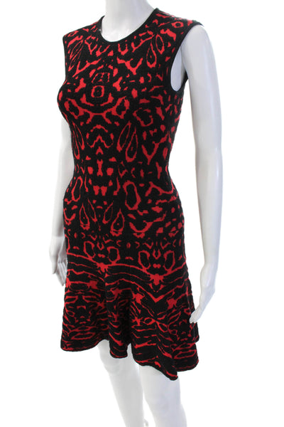 Torn by Ronny Kobo Women Fit & Flare Dress Black Animal Print Sleeveless Size XS