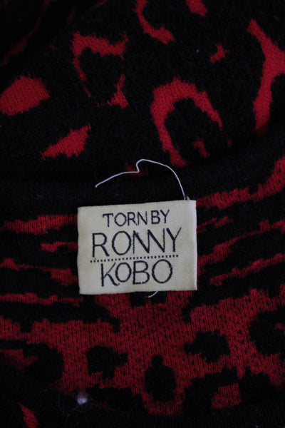 Torn by Ronny Kobo Women Fit & Flare Dress Black Animal Print Sleeveless Size XS