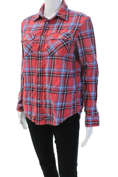 Polo Ralph Lauren Women Red Plaid Cotton Collared Button-Up Long Sleeve Size 14