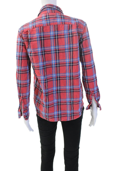 Polo Ralph Lauren Women Red Plaid Cotton Collared Button-Up Long Sleeve Size 14