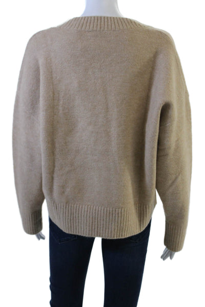 Zara Unisex Beige V-Neck Pullover Long Sleeve Acrylic Wool Size S