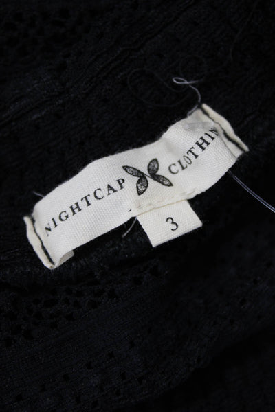 Night Cap Unisex Gothic Black Striped Pullover Sweater Size 3