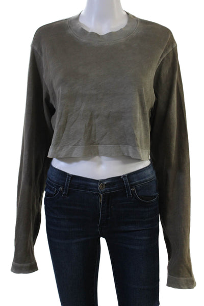 Cotton Citizen Women Cropped Gray Crewneck Longsleeve T-Shirt Size S