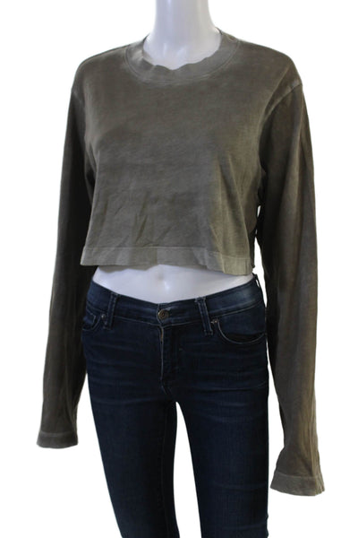 Cotton Citizen Women Cropped Gray Crewneck Longsleeve T-Shirt Size S
