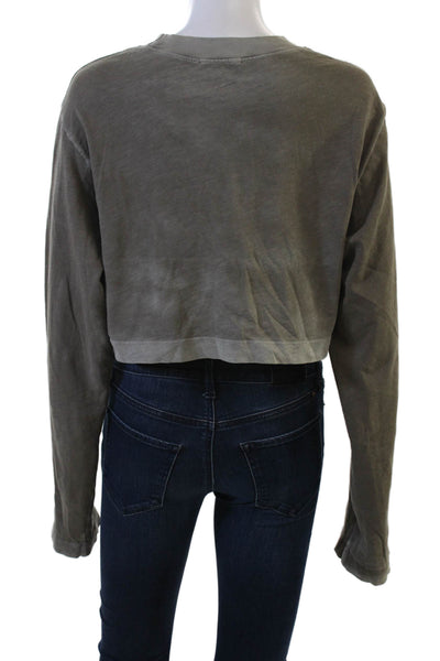 Cotton Citizen Women Cropped Gray Crewneck Longsleeve T-Shirt Size S