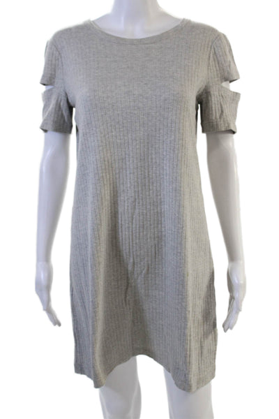 Helmut Lang Women Striped Cotton Shift T Shirt Dress Gray Size L