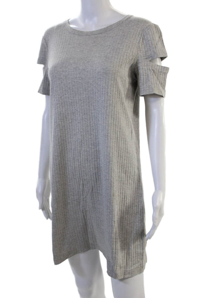Helmut Lang Women Striped Cotton Shift T Shirt Dress Gray Size L