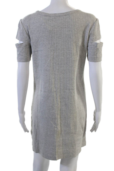 Helmut Lang Women Striped Cotton Shift T Shirt Dress Gray Size L