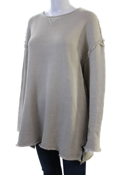 FP Beach Unisex Pullover Herringbone Crew Neck Beige 100% Cotton Size XS