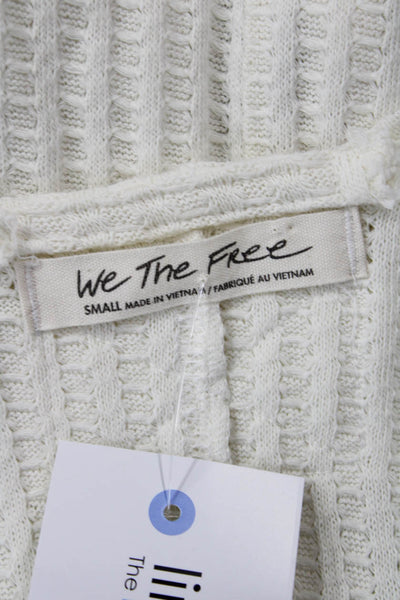 We The Free Unisex Bohemian V Neck Cotton Sweater White Long Sleeve Size S