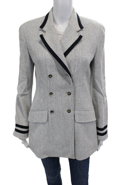 Wathne Women Gray Herringbone Polyester Blazer Button Long Sleeve Size 8