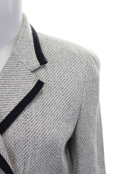 Wathne Women Gray Herringbone Polyester Blazer Button Long Sleeve Size 8