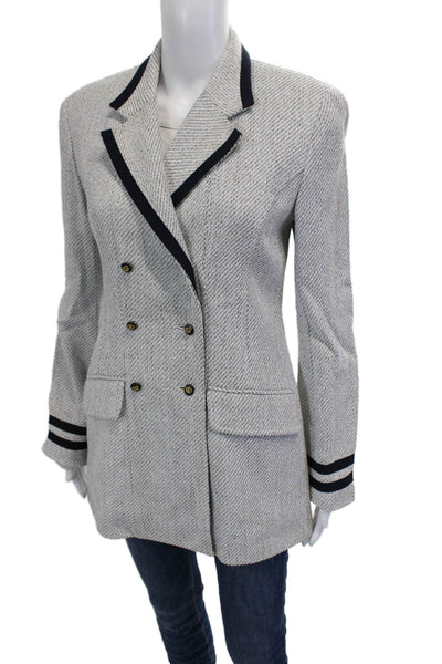 Wathne Women Gray Herringbone Polyester Blazer Button Long Sleeve Size 8