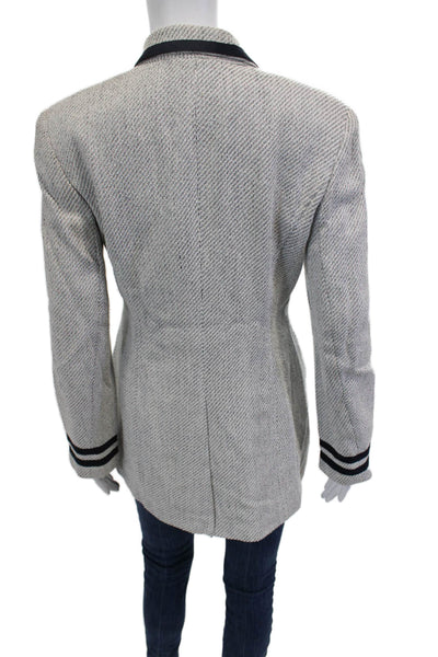 Wathne Women Gray Herringbone Polyester Blazer Button Long Sleeve Size 8