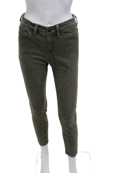 J Crew Womens Ankle Cropped Jeggings Green Button Cotton Blend Size 26