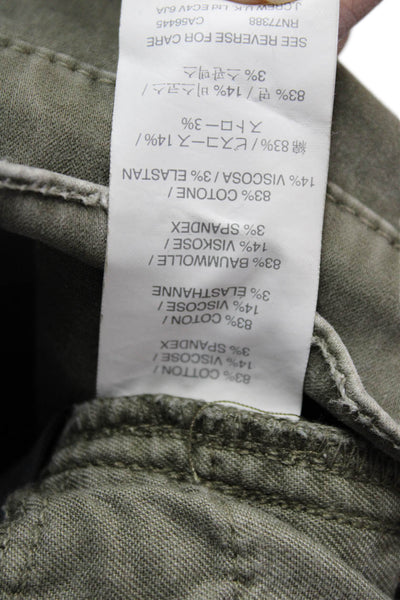 J Crew Womens Ankle Cropped Jeggings Green Button Cotton Blend Size 26