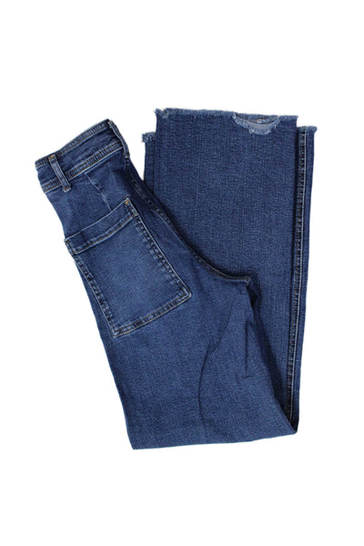 Zara Women Straight High Waist Dark Blue 100% Cotton Jeans Size 4