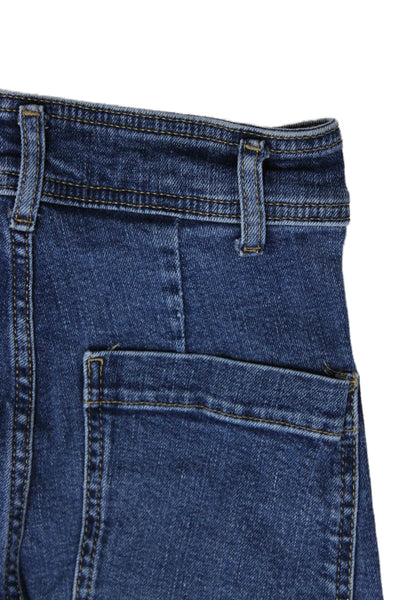 Zara Women Straight High Waist Dark Blue 100% Cotton Jeans Size 4