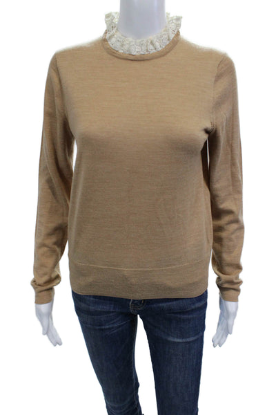 J Crew Women Pullover Merino Wool Crewneck Beige Sweater Size S