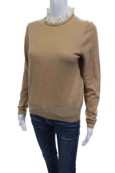 J Crew Women Pullover Merino Wool Crewneck Beige Sweater Size S