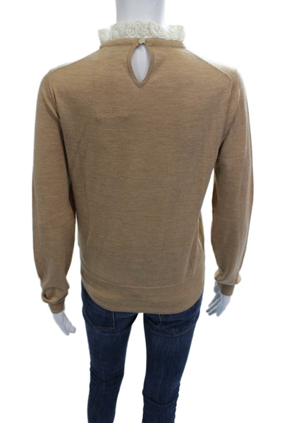 J Crew Women Pullover Merino Wool Crewneck Beige Sweater Size S