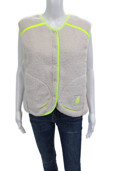 FP Movement Women Beige Polyester Blend Sleeveless Button Vest Size XS