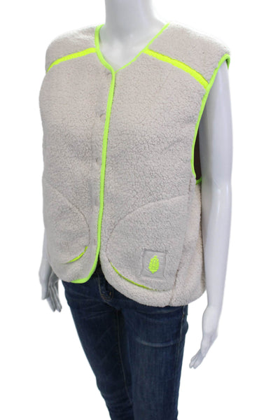 FP Movement Women Beige Polyester Blend Sleeveless Button Vest Size XS