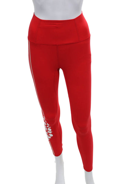 FP Movement Women Ankle Jeggings Red Polyester Graphic Print Sports Size XS