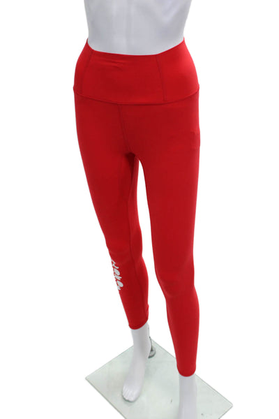 FP Movement Women Ankle Jeggings Red Polyester Graphic Print Sports Size XS