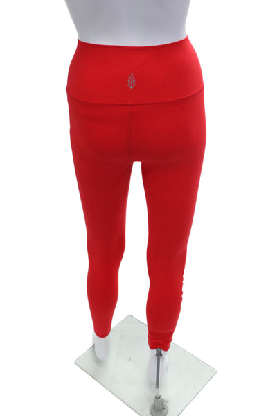FP Movement Women Ankle Jeggings Red Polyester Graphic Print Sports Size XS