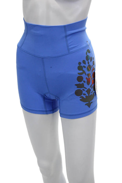 FP Movement Unisex Biker Shorts Blue Geometric Polyester Art Size XS