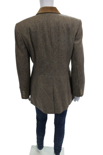 Wathne Womens Brown Wool Collared Button Blazer Long Sleeve Classic Size 8