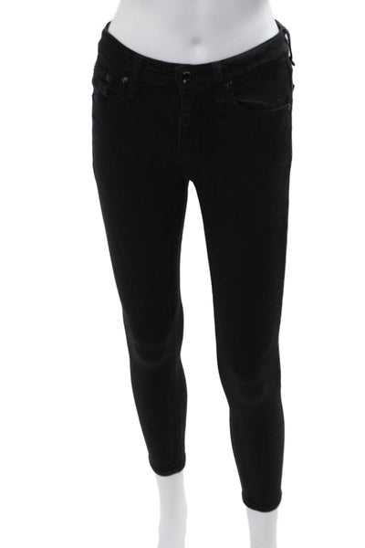 Rag & Bone Womens Ankle Skinny Jeans Black High Rise Size 25