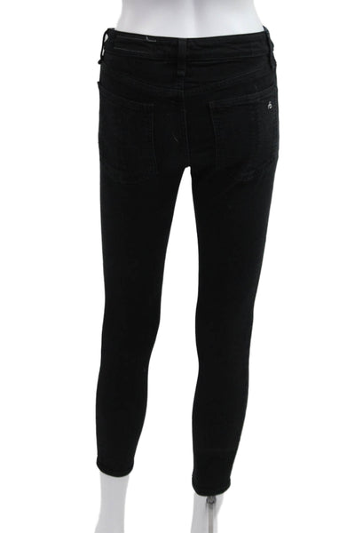 Rag & Bone Womens Ankle Skinny Jeans Black High Rise Size 25