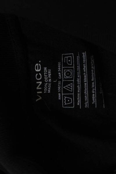 Vince Mens Cotton Collar Short Sleeve Polo Shirt Black Size L